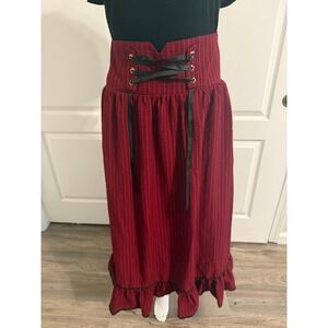 Retro Fairy Boutique Burgundy Corset High Waist Ruffle Maxi Skirt 2XL New